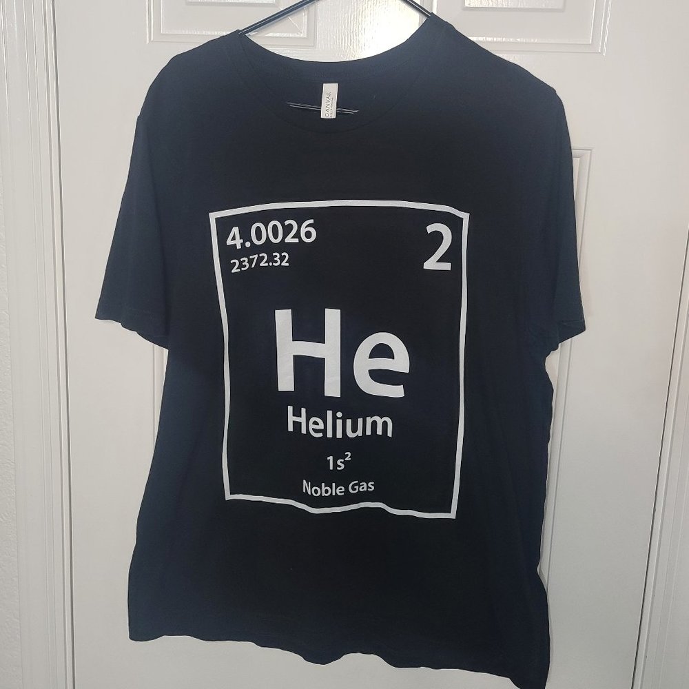 Helium (He) Atomic Number 2 Periodic Table of Elements - Shirt Size XL